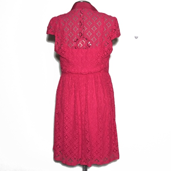 Maurices Pink Lace Cap Sleeve Shirt Dress Jr 13/14 - Picture 5 of 7